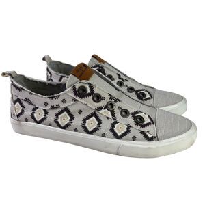 Simply Southern Collection Gray Aztec Print Canvas Casual Sneakers Shoes sz 7